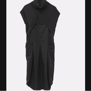 Crea Concept Parisian Contemporary Black Turtle Neck Sweater Dress Pockets 42